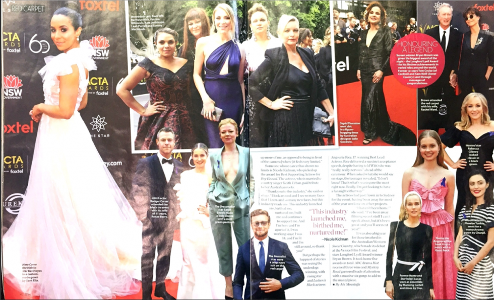 Kat Hoyos featured in TV Week for the AACTA Awards